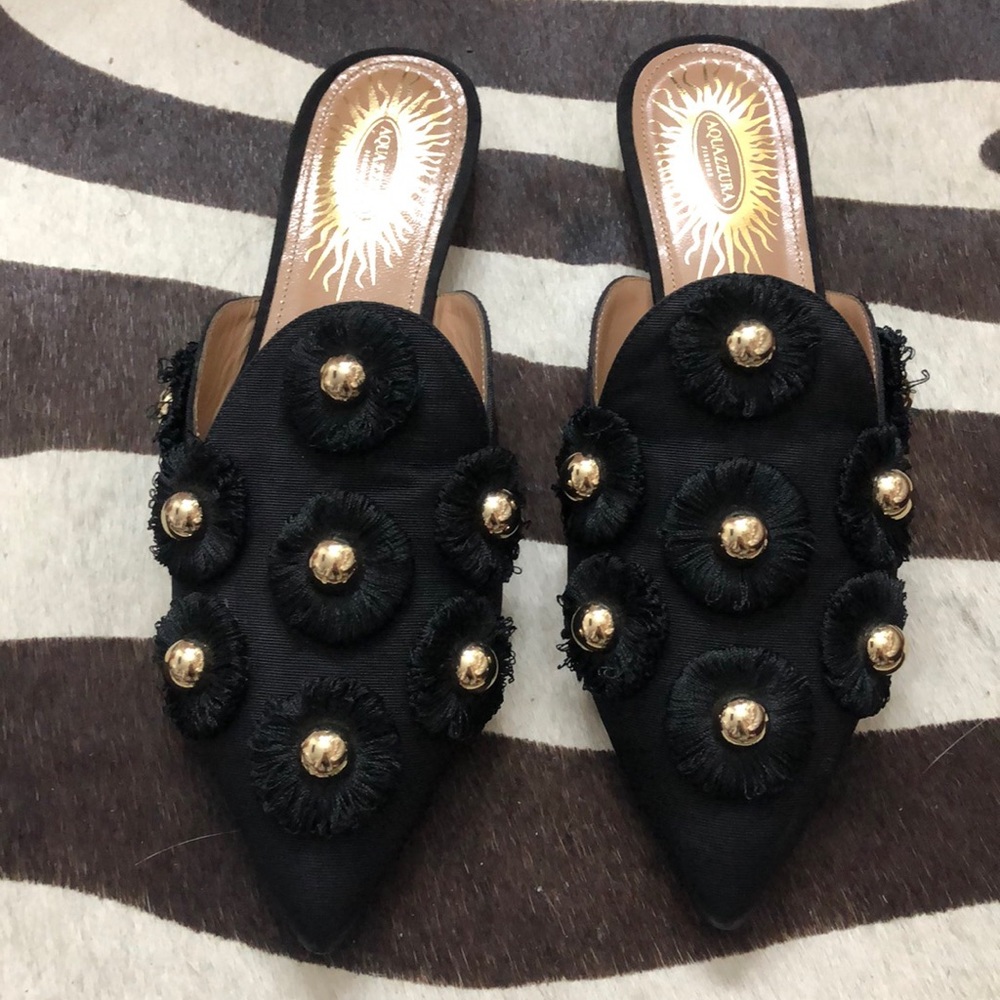 SOLD Aquazzura Sunflower Moire Mules 35